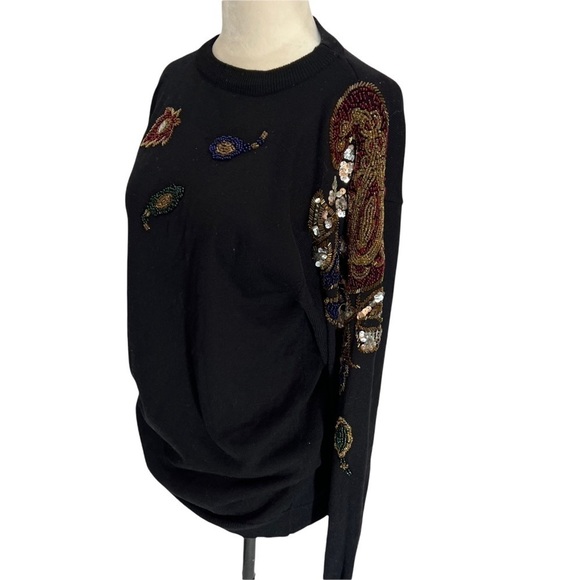 VINTAGE 1980's Rino Rossi Black Embellished Sequin Sweater Size S - Picture 4 of 8